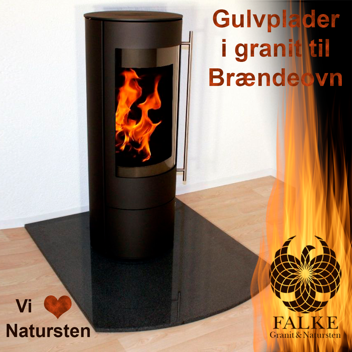 Gulvplade til brændeovn